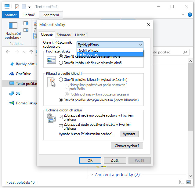 Jak zakázat Rychlý přístup v Průzkumníku souborů ve Windows 10