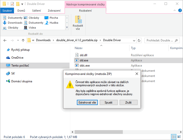 Jak zálohovat ovladače - extrahujte soubory na disk