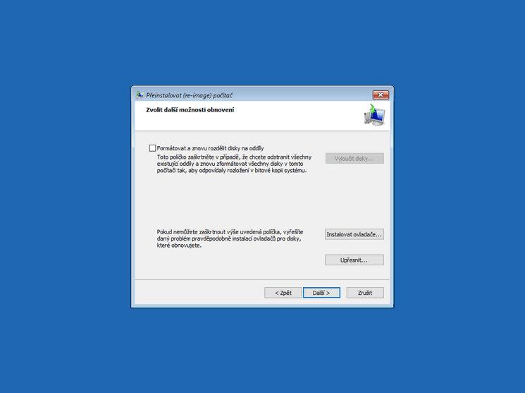 Jak obnovit Windows z bitové kopie systému