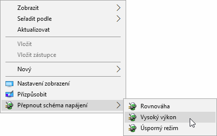 Jak přidat přepínač schématu napájení do kontextové nabídky na plochu Windows