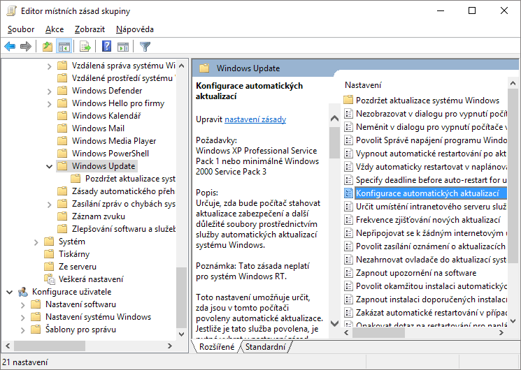Jak nastavit, aby Windows 10 jen upozornili na stažení a instalaci aktualizací