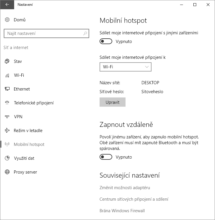 Jak sdílet připojení k internetu pomocí WiFi hotspotu ve Windows 10