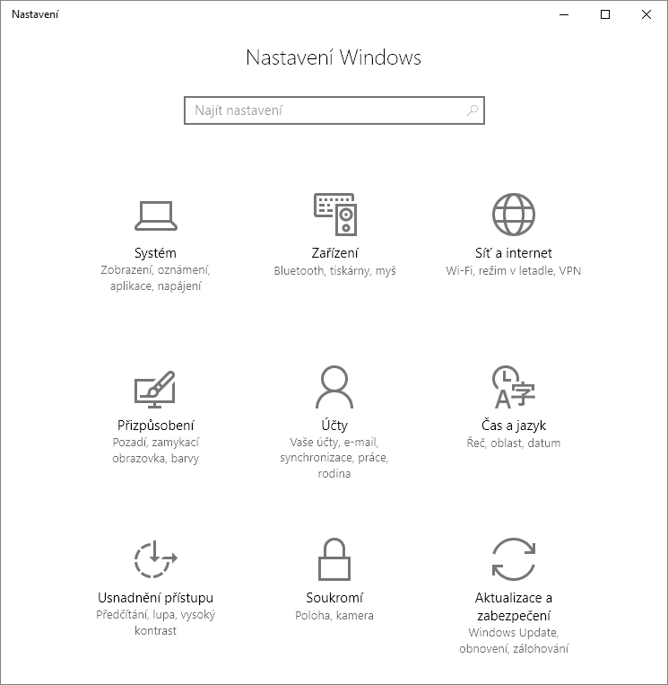 Všechny způsoby jak otevřít Nastavení ve Windows 10