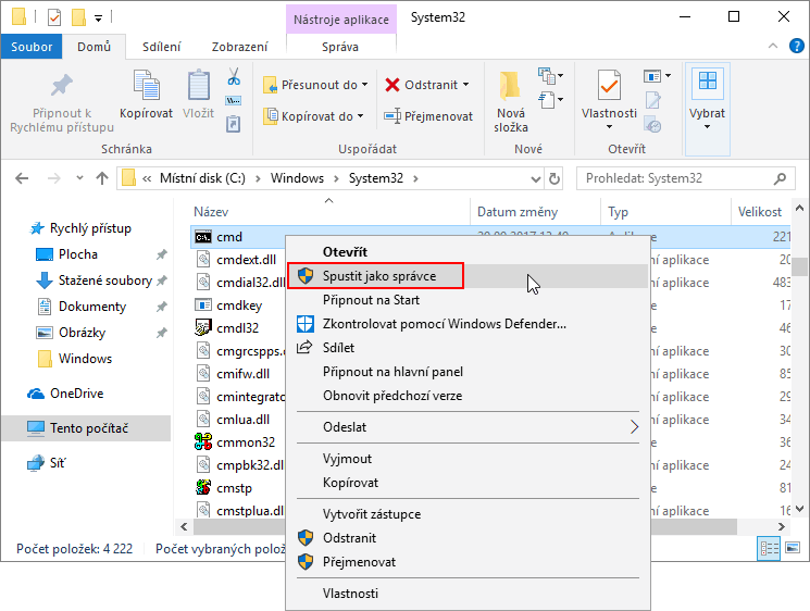 Jak spustit příkazový řádek jako správce ve Windows 10