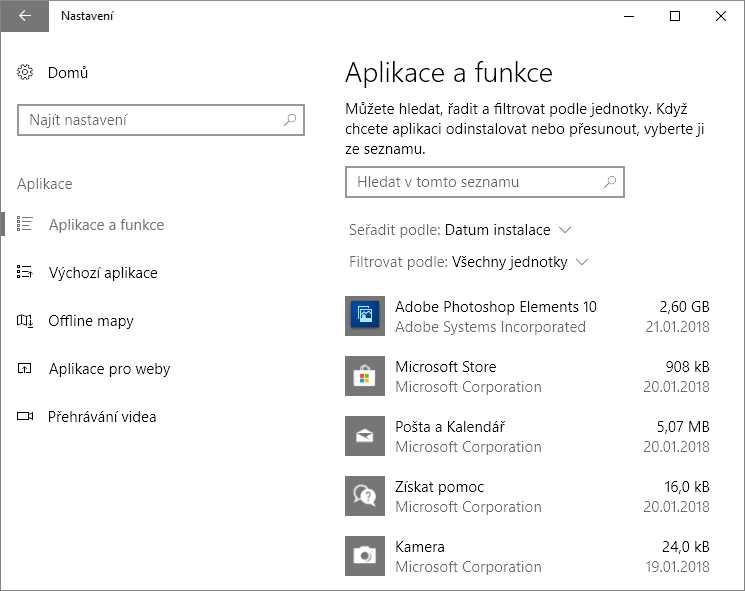 Jak odinstalovat program ve Windows 10
