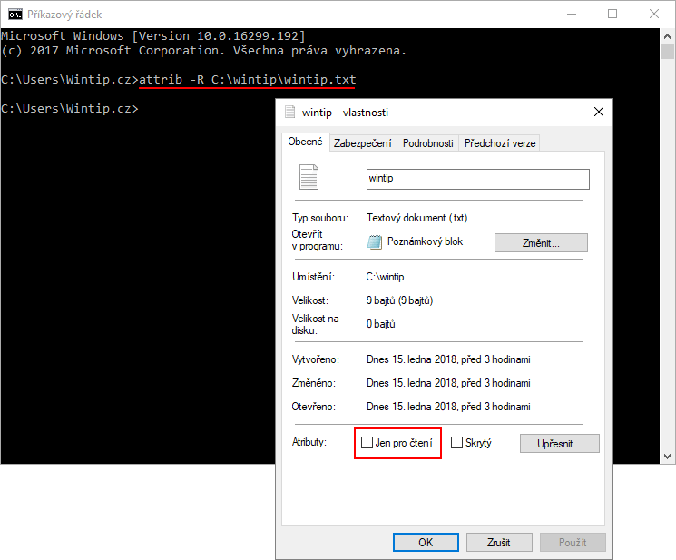 Jak změnit atributy souborů ve Windows 10