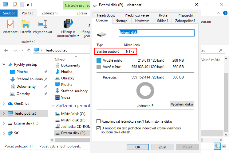 Jak naformátovat externí disk ve Windows 10