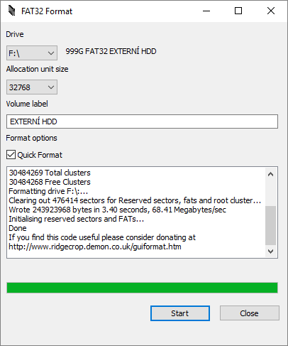 Jak naformátovat externí disk ve Windows 10