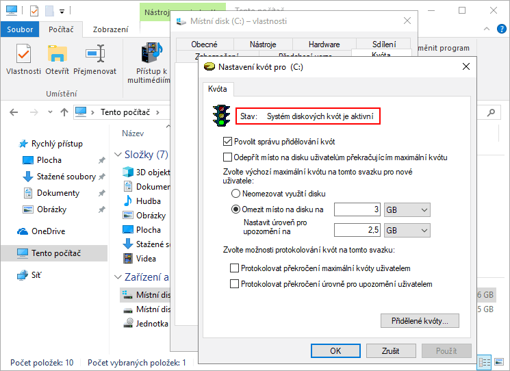 Jak nastavit kvóty disku ve Windows 10